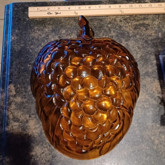 Vintage Indian Glass Amber fruit bowl - Picture 4 of 6